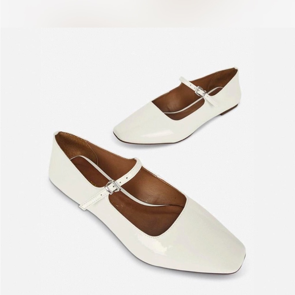 INTENTIONALLY BLANK White Patent Mary Jane Flats